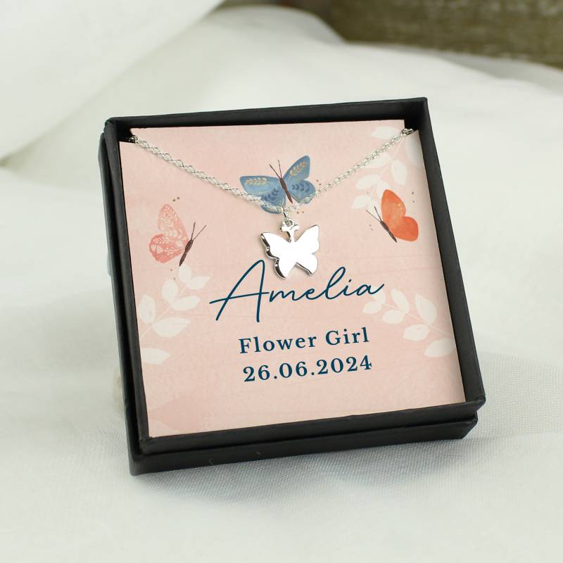 Personalised Butterfly Sentiment Necklace and Box